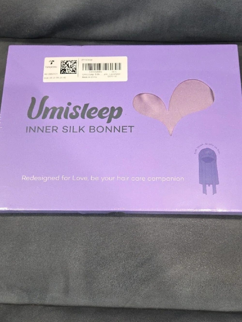 Umisleep 22 Momme Mulberry Silk Lined Bonnet Long Hair Lavender